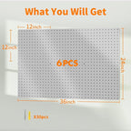 Peg Board, 6PCS Metal Pegboard, Heavy Duty Pegboard Wall Organizer with Frame. Pegboard for Walls, Garage, Workbench, Craft R