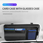 JEYODA Car Sun Visor Organizer - Auto Visor Pocket and Interior Accessories with Multi-Pocket Net Zippers (Style 2-Black)