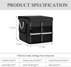Trunk Organizer With Lid, Collapsible Waterproof Oxford Car Organizer with Aluminum Handle Base Plate, 2-Compartment 28L