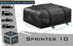 Voyager Waterproof Rooftop Cargo Roof Bag, No Roof Rack Needed UV-Protected PVC Semi-Coated Mesh, Welded Seams, Water Seal Zipper, (10 Cubic Feet - Sprint)