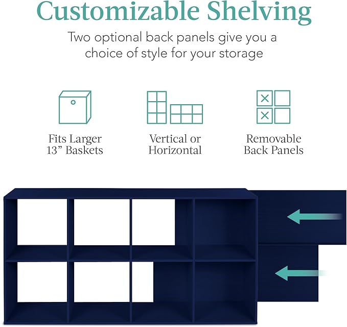 Best Choice Products Kids Bookcase 8-Cube Storage Organizer, 13.5in Shelf Opening, Bookshelf, Toy Storage, Customizable w/ 3 