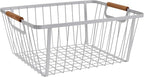 LeleCAT Wire Baskets with Wooden Handle ,Metal Wire Storage Baskets Country Vintage Style Storage Baskets.Storage bins for Ki
