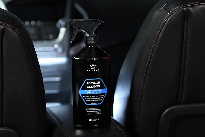TriNova Leather Cleaner for Couch, Car Interior, Bags, Jackets, Saddles. Safe for use in Home or Car, Microfiber Included 18o