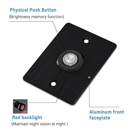 Acegoo RV 12V Dimmer Switch for LED RV Lights - Push Button with Red Ring Backlight, Ideal for RV, Camper Van, Boat, Truck, Cars & LED Strip Light - DC12-24V 6A Full Aluminum (Black)