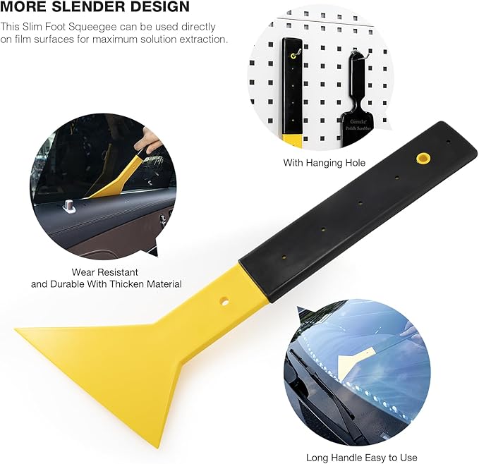 Gomake Window Tint Tools Bulldozer Scrubber Paddle Squeegee Triangle Slim Foot Tinting Squeegee for Front & Back Rear Window Film Auto Flat Glass Installation, Car Wrapping (Style B)