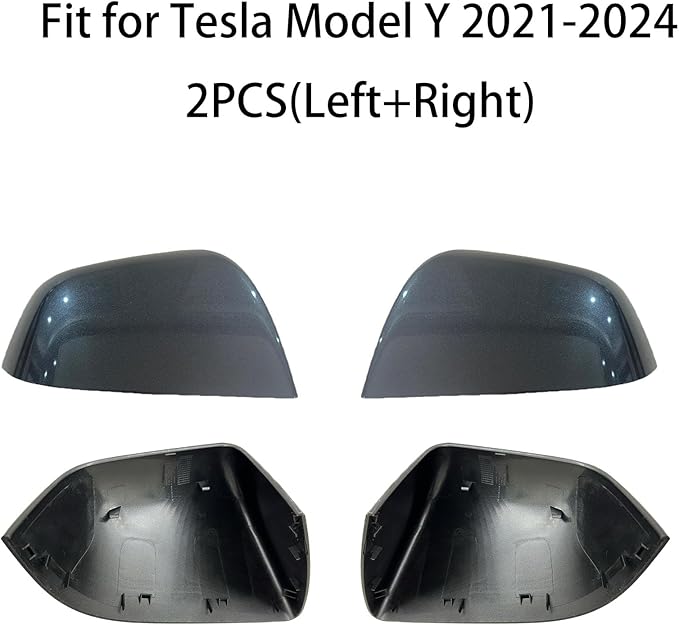Compatible with Tesla Model Y Side Mirror Cover Replacement 2021 2022 2023 2024, Left & Right Side Rearview Mirror Cover Cap for Model Y Accessories(Silver)2pcs