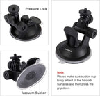 PULUZ Suction Cup Mount for Gopro Car Mount, Adjustable Vehicle Window & Windshield Mount Holder, Compatible with GoPro Hero 12 11 10 9 8 7/Insta360 X3 x2/DJI OSMO Action Camera Mount
