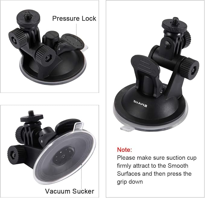 PULUZ Suction Cup Mount for Gopro Car Mount, Adjustable Vehicle Window & Windshield Mount Holder, Compatible with GoPro Hero 12 11 10 9 8 7/Insta360 X3 x2/DJI OSMO Action Camera Mount