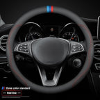 RYE for Jeep Steering Wheel Cover, Leather Car Steering Wheel Cover Heavy-Duty Durable Breathable, for Jeep Grand Cherokee Wrangler Compass Gladiator - Black Pattern 6
