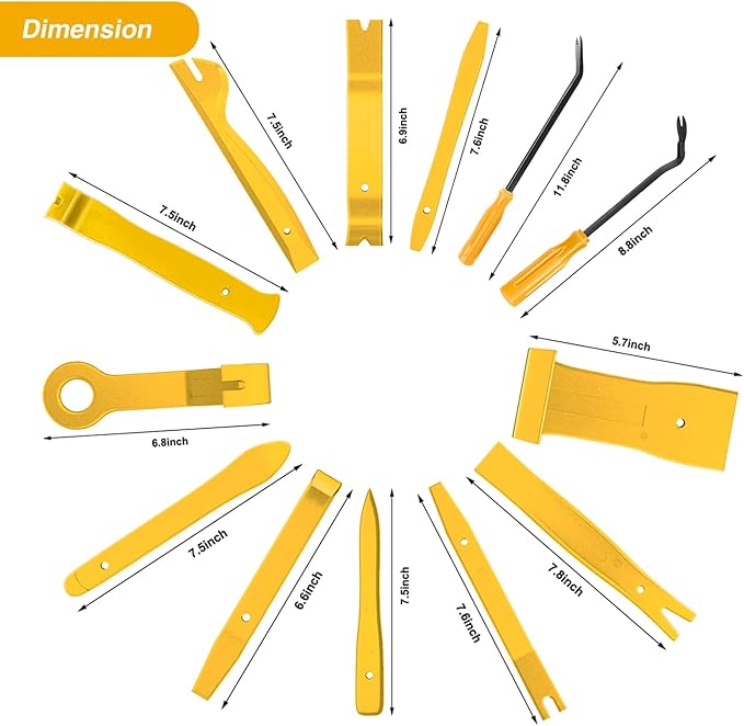 GOOACC 13PCS Nylon Trim Removal Tool Set for Bumper Fastener Rivet Clips Car Door Clip Panel Audio Video Dashboard Dismantle 