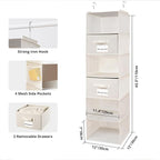BrilliantJo 2 Pack 6 Shelves Hanging Closet Organizer with 2 Drawer, Hanging Storage with 4 Side Pockets for Clothes Shoes, 4