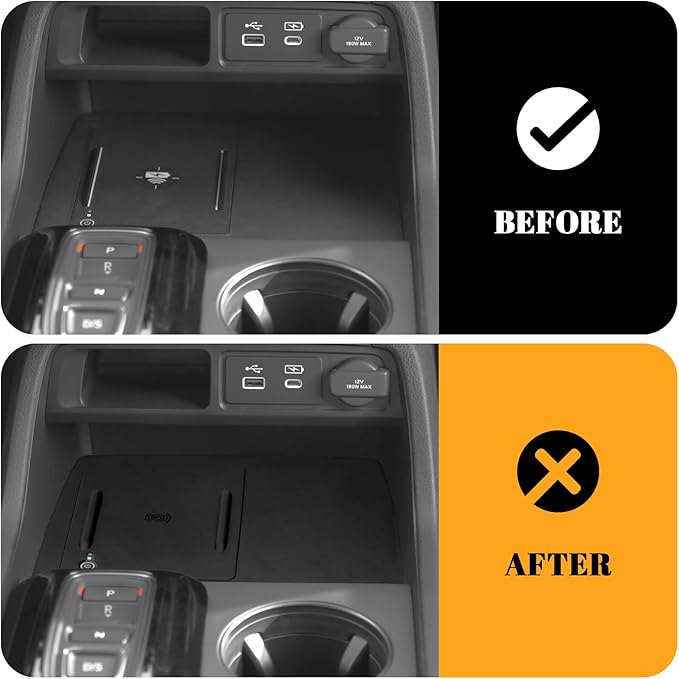 Wireless Charging Protector Mat Compatible with Honda 2023-2025 2026 Pilot & 2026 Passport Accessories Black Silicone Material Center Console Mat (with Indicator Light Port)