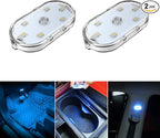 2 PCS Car Led Lights Interior,Ice Blue Ambient Lighting Car Interior,USB Rechargeable Car Interior Reading Light,Portable Led Lights for Car