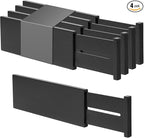 Utoplike Bamboo Dresser Drawer Dividers, 4'' High Adjustable Drawer Organizers for Clothing, Spring Loaded, Works in Kitchen,