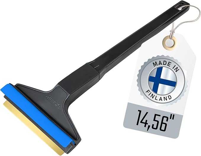 Ice Scraper Long Handle Car Ice Scraper Brass Blade 14,5 inch Ice Scraper for Car Snow Scraper Ice Scrapers for Car Windshield Original Murska from Europe (L&P A055 Black Blue)