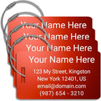 Personalized Luggage Tags for suitcases - Customized Laser Engraved Metal Name Tags with Stainless Steel Wire Loops Pack of 4