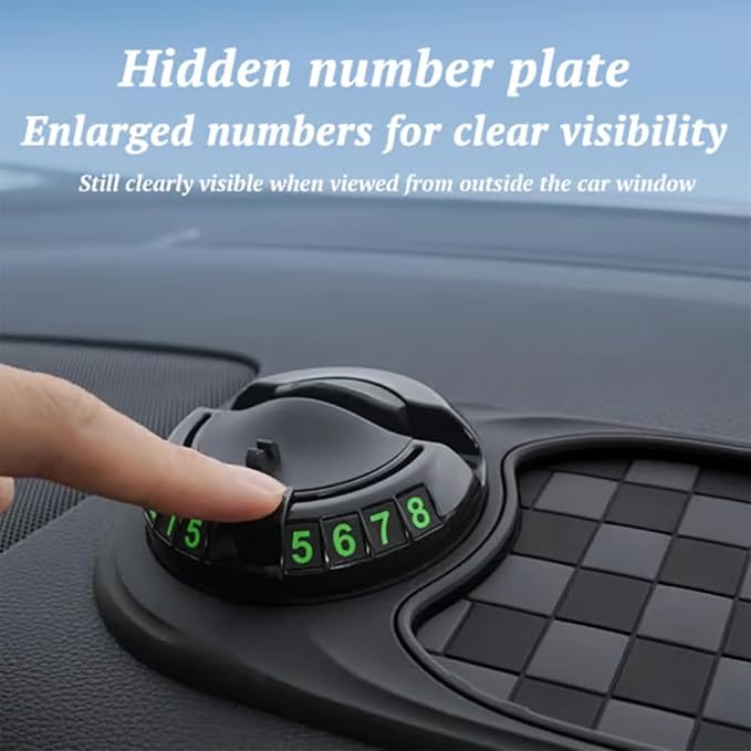 Multifunction Car Anti-Slip Mat, Universal Car Anti Slip Mat Phone Holder, Dashboard Accessories, 360° Rotating, with Tempora