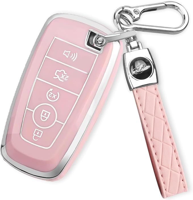 For Ford Key Fob Cover with Keychain, Soft TPU Key Case Shell Full Protection for Ford Explorer Fusion Escape Edge Expedition