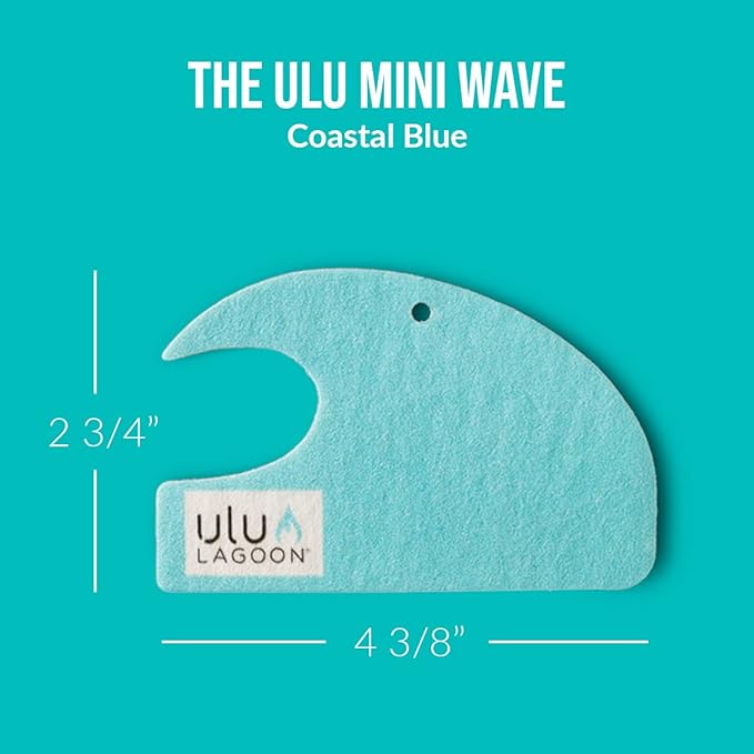 ulu Lagoon Hanging Car Air Freshener | Tropical Beach Coconut Surf Wax Scent Mini Wave | Long Lasting Car Freshener, Closet a