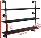 Industrial Pipe Shelving Rustic Black Wall Shelves with Wood Planks Industrial Floating Shelves 48 Inch 3 Tier Farmhouse Book