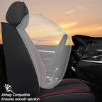 Seat Covers for Ford Expedition Max 2018-2026 8 Seaters, Compatible Airbag Non-Slip Waterproof Leather Seat Protector, Luxury Car Interior Seat Cover Full Set, Black Red