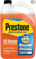 Prestone AS658 Deluxe 2-in-1 Windshield Washer Fluid, 1 Gallon, Pack of 6