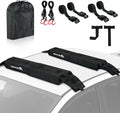 Abahub Car Soft Roof Rack Pads for Kayak,Canon,Surfboard,SUP Include 2 Tie Down Rope, 2 Quick Loop Strap, 2 Heavy Duty Tie Down Straps and a Storage Bag(Black)