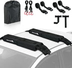 Abahub Car Soft Roof Rack Pads for Kayak,Canon,Surfboard,SUP Include 2 Tie Down Rope, 2 Quick Loop Strap, 2 Heavy Duty Tie Down Straps and a Storage Bag(Black)
