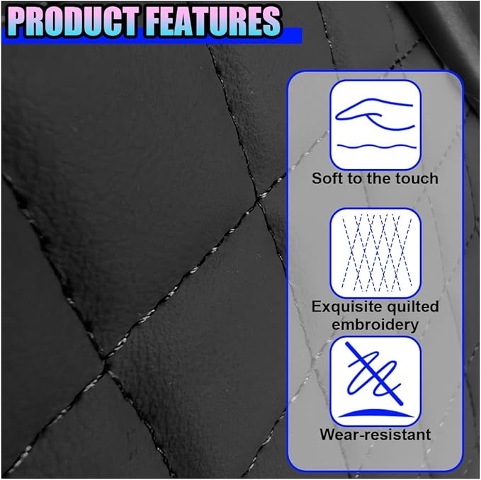 Leather Car Center Console Cover, Universal Automotive Armrest Booster Cushion, Vehicle Middle Console Organizer with 2 Cup Holders, Side Storage Bag, Tissue Box & Phone Slot(Black)