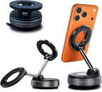 360 Adjustable Vacuum Magnetic Phone Holder for Car Dashboard – Suction Cup Magnetic Car Phone Mount for iPhone 17 Pro Max, Universal Hands Free Magnetic Cell Phone Holder