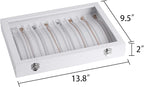Frebeauty 15 Hooks Necklace Tray,Neckalce Organizer with Clear Lid,Velvet Necklace Holder Box,Jewelry Organizer for Pendants 