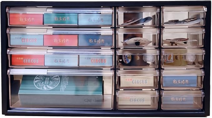 livinbox Desk Storage Organizer 14 Drawers, Parts Arts Hardware and Craft Manicure Storage Cabinet Bin, Teacher Toolbox, Stat
