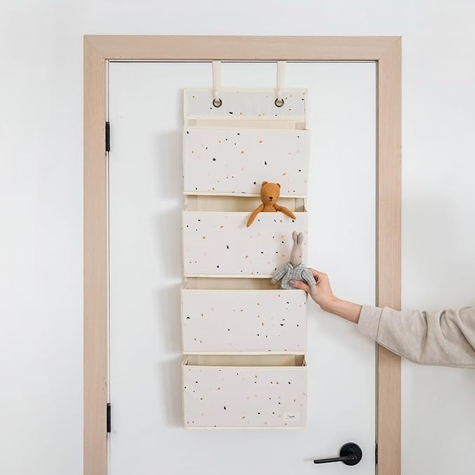 3 Sprouts Over the Door Organizer -Hanging Baby Organizers & Storage with 4 Large Pockets & 2 Hooks for Baby Clothes, Toy, St
