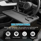 1 Pack Steering Wheel Tray for Dodge Ram 1500/2500/3500 Crew Cab 2013-2018, Portable Car Desk for Laptop Eating Auto Table Food Holder Black