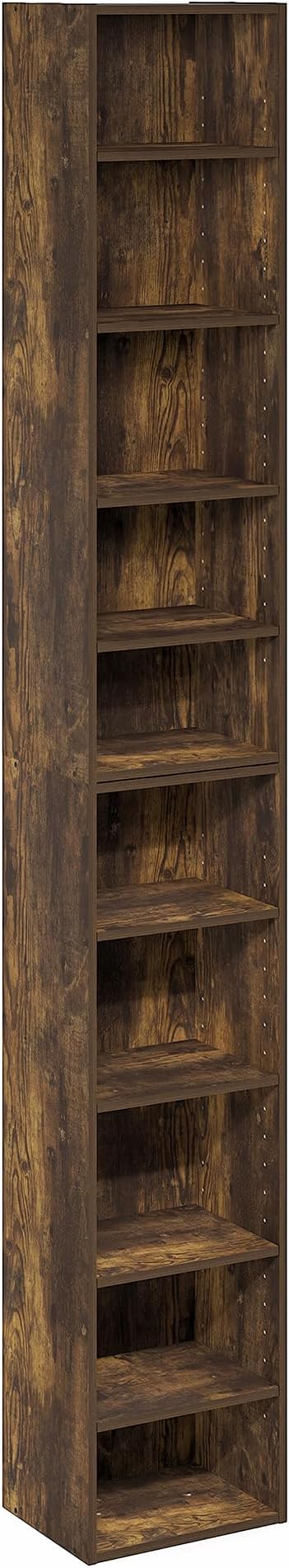 Furinno PASIR Book Shelf, 10-Tier Bookshelf, Bookcase with Open Shelf, 9.2 x 11.8 x 78.7, for Living Room, Bedroom, Home Offi