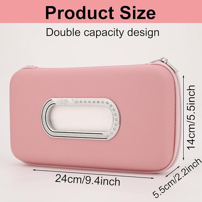 Car Tissue Holder, Sun Visor Napkin Holder, Luxury PU Leather Backseat Tissue Case Holder (Pink)