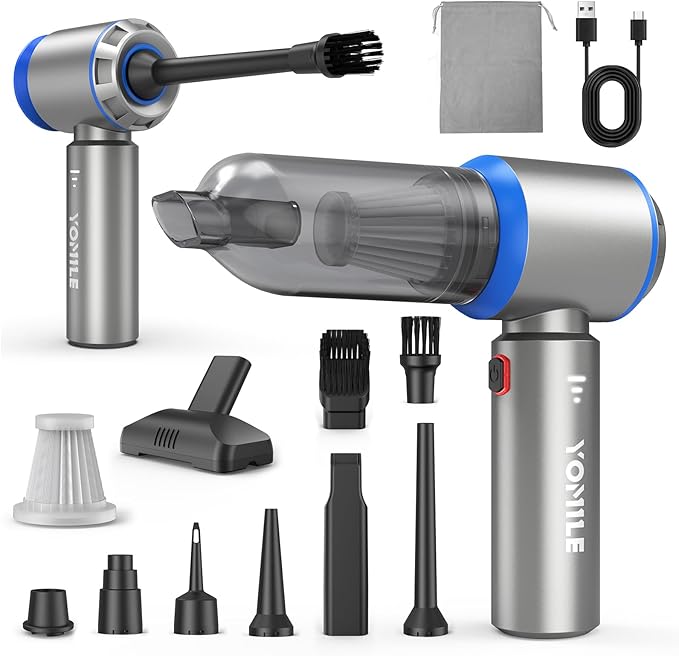 Mini Vacuum Cleaner, 2 in 1 27000PA Brushless Car Vacuum Air Duster 9000mAh Battery Air Blower Wireless Handheld Vacuum for C