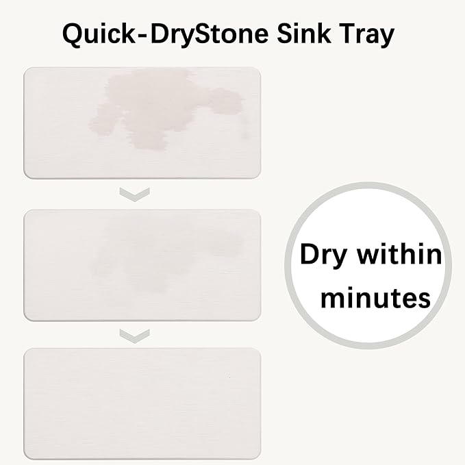 NiuYichee 2 Pcs Water Absorbing Stone Trays, Kitchen/Bathroom Sink Soap Dish, Diatomite Tray Used for Hand Soap & Cosmetic Bo