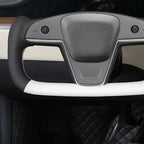 MEWANT Hand Stitched White Leather Steering Wheel Cover Wrap for Tesla Model S 2021-2023 / Model X 2021-2023 Steering Wheel Accessories
