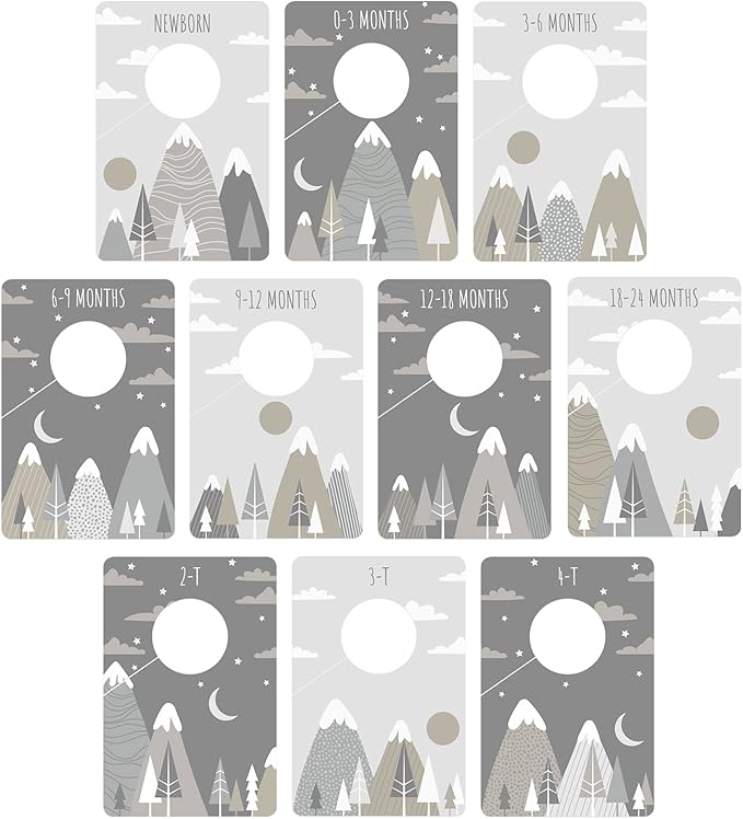 Canopy Street Gender Neutral Closet Clothing Dividers/Trendy Mountain Closet Organizer for Boy Or Girl Newborn to 4T Clothes 