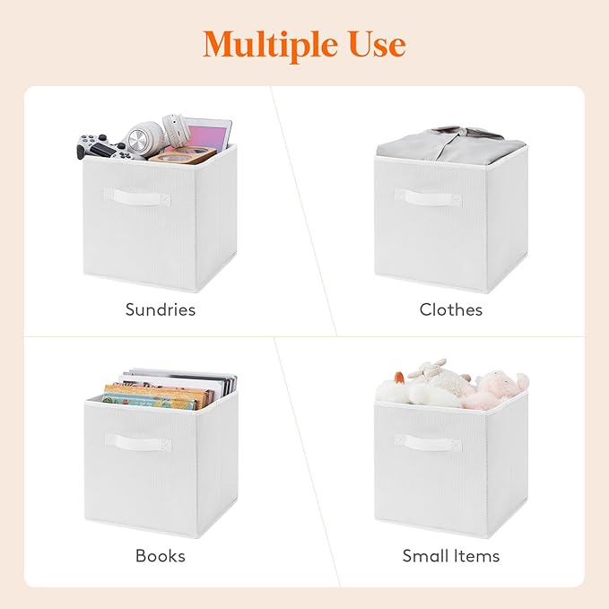 Lifewit Storage Cubes, Foldable Decorative Fabric Storage Baskets for Organizing Home Organizers with Handles for Shelves, Cl