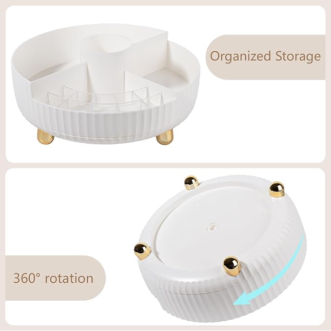 Anyoifax Makeup Perfume Organizer Tray with Divider 360 Degree Rotating Lazy Susan Skincare Lotion Organizer Spinning Cosmeti