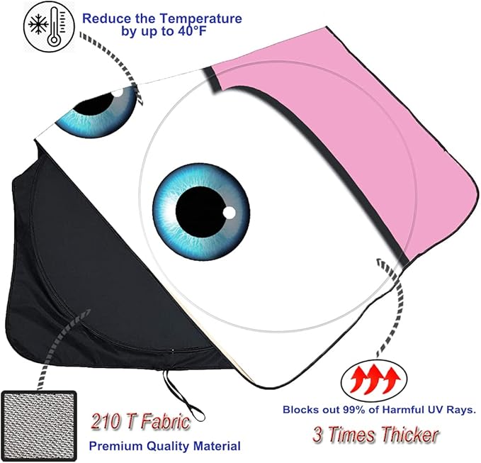 Gven Truck Windshield Sun Shade for Car Windshield Cover Interior Front Window Shades Sun Visor Protector Blocks UV Rays Must-Have Truck Accessories for Pickup, SUV, Sedan, Van, Bonneville (Pink, XL)