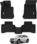 3W Floor Mats for Benz GLC SUV & Coupe 2016-2022, TPE All Weather Custom Fit Floor Liner for Benz GLC300/GLC350e/GLC43 AMG/GLC63 AMG/GLC63 AMG S Accessories Full Set Car Mats Easy Clean