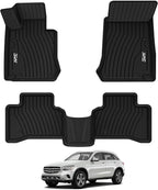 3W Floor Mats for Benz GLC SUV & Coupe 2016-2022, TPE All Weather Custom Fit Floor Liner for Benz GLC300/GLC350e/GLC43 AMG/GLC63 AMG/GLC63 AMG S Accessories Full Set Car Mats Easy Clean