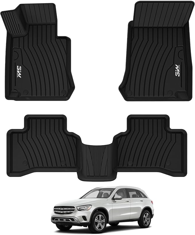 3W Floor Mats for Benz GLC SUV & Coupe 2016-2022, TPE All Weather Custom Fit Floor Liner for Benz GLC300/GLC350e/GLC43 AMG/GLC63 AMG/GLC63 AMG S Accessories Full Set Car Mats Easy Clean