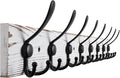 Kuhome 32.2'' Large Coat Rack Wall Mount Coat Hooks with 8 Metal Black Triple-Hooks Old White Pine Real Wood Plank Hat Rack f