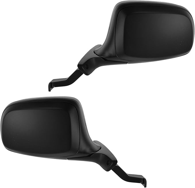 TRQ 2 Piece Driver and Passenger Side Mirror Assembly Set Manual Folding Manual Adjustment Non-Heated No Memory Black Compati
