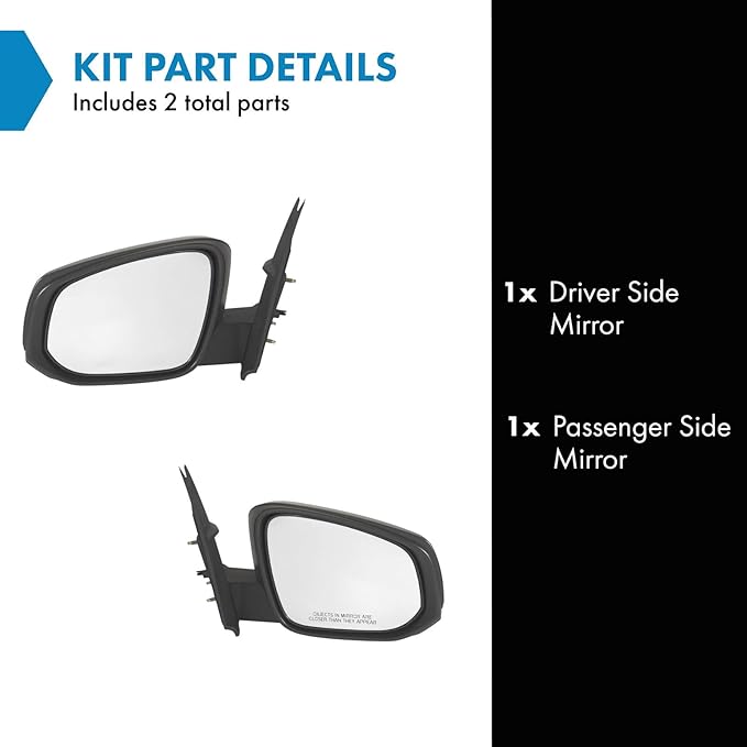 TRQ 2 Piece Driver and Passenger Side Mirror Assembly Set Electric Adjustment Heated No Memory Black Compatible with 2016-202