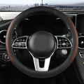 Car Steering Wheel Cover, Leather Steering Wheel Cover Brown Universal 14.5-15 Inch Microfiber Leather Anti-Slip Breathable A